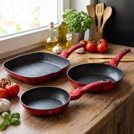 BerlingerHaus Frying Pan Set 3 pcs Burgundy Metallic Line BH-1289 - Cookware Set