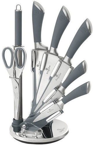 BerlingerHaus Knife Set 8pcs with Stand Infinity Line Grey - Knife Set - Main image