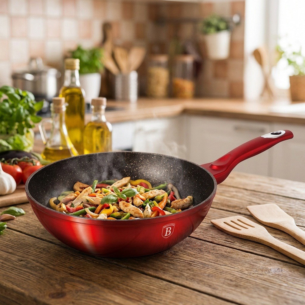BerlingerHaus WOK Burgundy Metallic Line, 28 cm