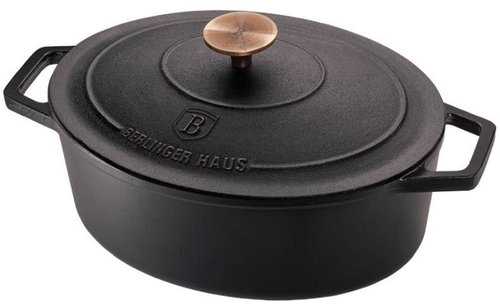 BERLINGERHAUS Baking dish with lid cast iron 32 × 23 cm Black Rose Collection - Roasting Pan - Main image