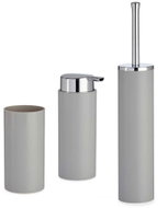 BERILO bathroom accessory set, 3 pcs, toilet brush, soap dispenser, tumbler, plastic, grey - Bathroom Accessory Set