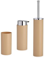 BERILO bathroom accessory set, 3 pcs, toilet brush, soap dispenser, tumbler, plastic, beige - Bathroom Accessory Set