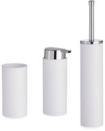 BERILO 3-piece bathroom accessory set – toilet brush, soap dispenser, tumbler, plastic, white - Bathroom Accessory Set