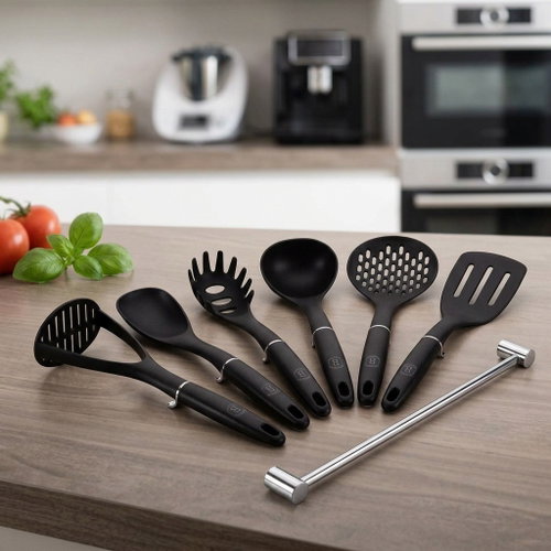 BERLINGERHAUS Kitchen utensils with wall holder 7 pcs Royal Black Collection - Kitchen Utensil Set - Main image