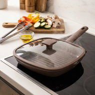 BERLINGERHAUS Grill pan with titanium surface and lid 28 cm Taupe Collection - Pan