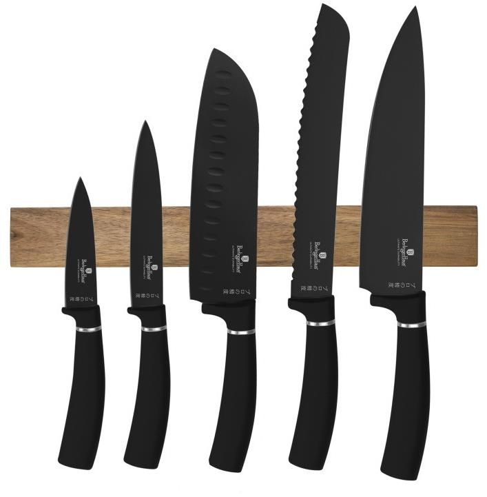 BerlingerHaus Matte Black Collection Késkészlet + mágneses késtartó, 6 db
