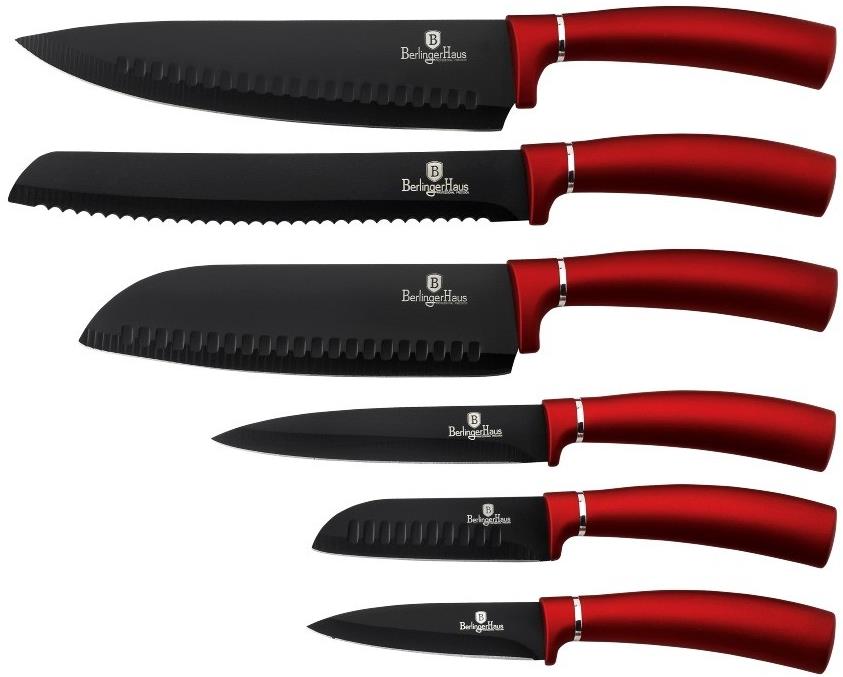 BerlingerHaus Burgundy Metallic Line Tapadásmentes bevonatú késkészlet, 6 db