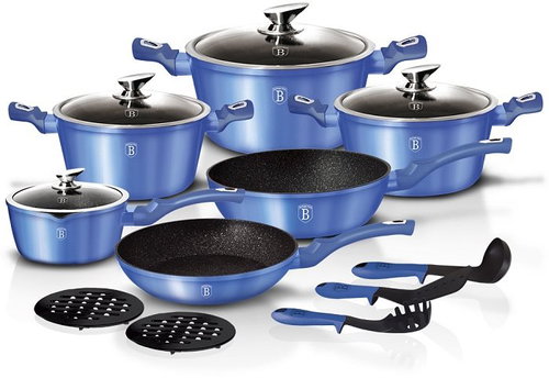 Berlinger Haus 15-Piece Marble Coated Cookware Set Royal Blue Edition BH-1659 - Kitchenware Set - Main image