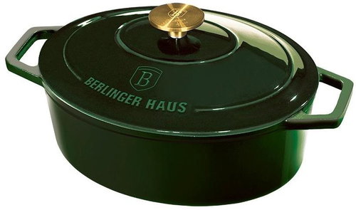 BerlingerHaus Baking pan with lid cast iron 30x22cm Emerald Collection BH-6505 - Roasting Pan - Main image