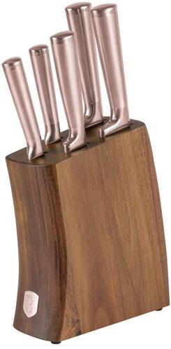 BerlingerHaus Taupe Collection Késkészlet akácfa tartóval, 6 db - Késkészlet - Fő fotó