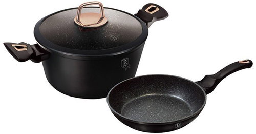 BerlingerHaus Black Rose Collection 3 pcs Set of dishes with titanium surface - Cookware Set - Main image