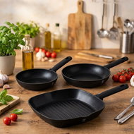BerlingerHaus Matte Black Collection Set of pans with titanium surface 3 pcs - Cookware Set
