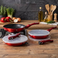 Berlingerhaus Frying Pan with removable handle, 5 pcs, Burgundy Metallic Line - Cookware Set