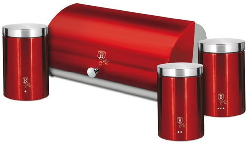 BERLINGERHAUS Brotkasten und 4er-Dosenset Burgund Metallic Line - Brotkasten - Hauptbild