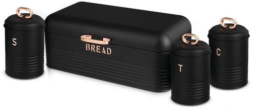 BERLINGERHAUS Breadbox and food box set of 4 Black Rose Collection - Breadbox - Main image