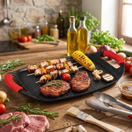 BERLINGERHAUS Barbecue plate with marble surface Burgundy Metallic Line 36 cm - Grill Plate