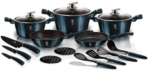 BERLINGERHAUS Set of dishes with marble surface 17 pcs Aquamarine Metallic Line - Cookware Set - Main image