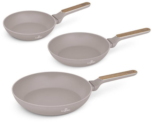 BERLINGERHAUS 3-Piece Pan Set with Titanium Coating, Taupe Nordic Collection - Cookware Set - Main image