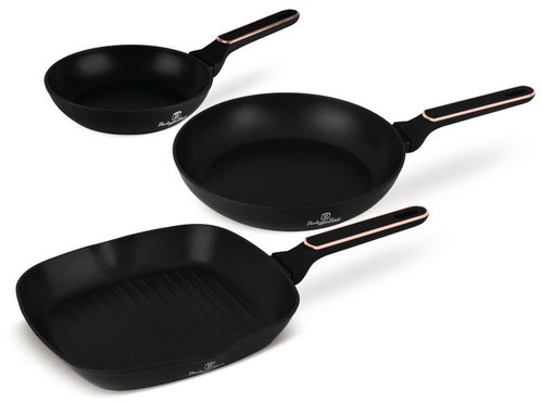 BERLINGERHAUS 3-Piece Pan Set with Titanium Surface, Black Rose Collection - Cookware Set - Main image
