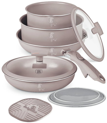BERLINGERHAUS 9-Piece Cookware Set with Titanium Surface, Taupe Collection - Cookware Set - Main image