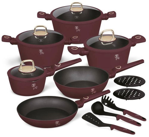 BERLINGERHAUS Titanium Coated Cookware Set 15 pcs Leonardo Collection II. - Cookware Set - Main image