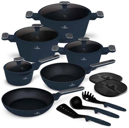 BERLINGERHAUS 15-Piece Cookware Set with Titanium Surface, Deep Sea Collection - Cookware Set - Main image