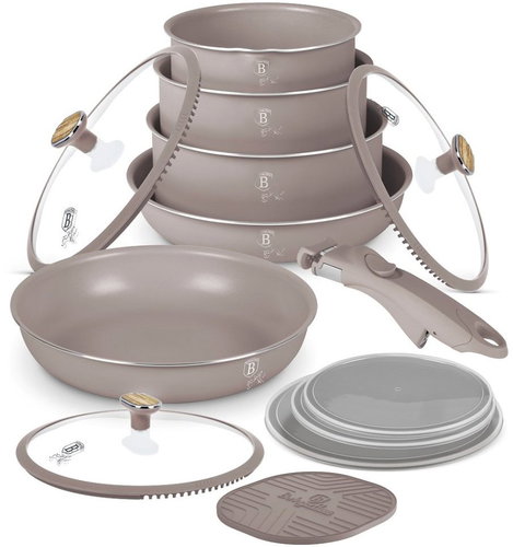 BERLINGERHAUS 13-Piece Cookware Set with Titanium Coating, Taupe Nordic Collection - Cookware Set - Main image