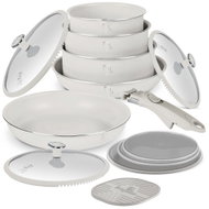 BERLINGERHAUS 13-Piece Cookware Set with Titanium Surface, Sahara Marble Collection - Cookware Set