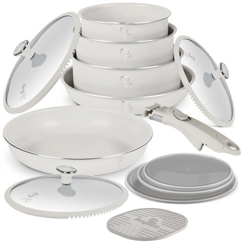 BERLINGERHAUS 13-Piece Cookware Set with Titanium Surface, Sahara Marble Collection - Cookware Set - Main image