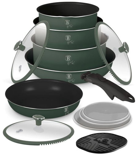BERLINGERHAUS 13-Piece Cookware Set with Titanium Surface, Matte Green Collection - Cookware Set - Main image