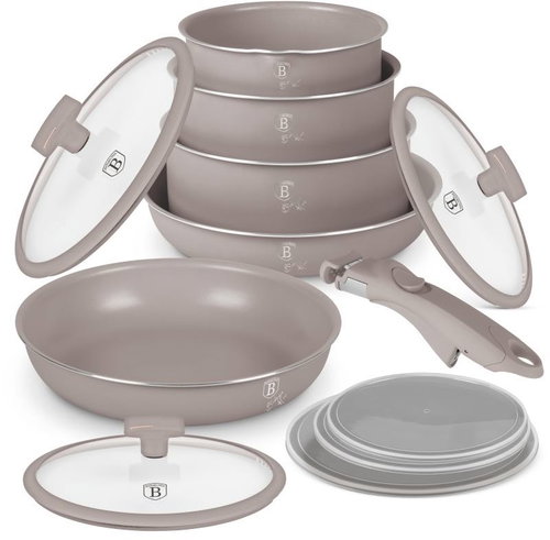 BERLINGERHAUS 12-Piece Cookware Set with Titanium Coating, Taupe Collection - Cookware Set - Main image
