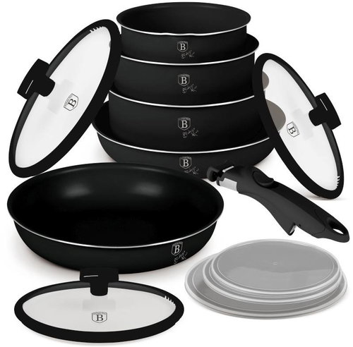 BERLINGERHAUS 12-Piece Cookware Set with Titanium Surface, Matte Black Collection - Cookware Set - Main image
