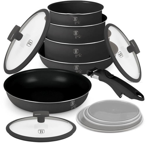 BERLINGERHAUS 12-Piece Cookware Set with Titanium Surface, Anthracite Collection - Cookware Set - Main image
