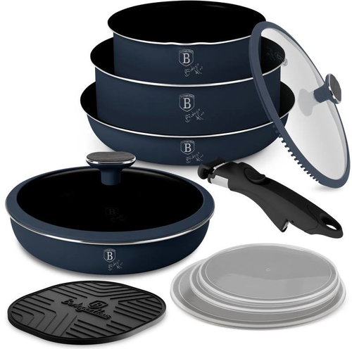 BERLINGERHAUS 10-Piece Cookware Set with Titanium Surface and Detachable Handle, Deep Sea Collection - Cookware Set - Main image