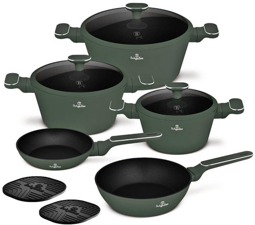 BERLINGERHAUS 10-Piece Titanium Coated Cookware Set Matte Green Collection II. - Cookware Set - Main image