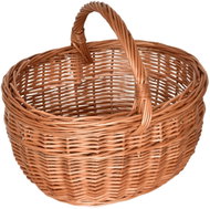 BerryHome Traditional oval wicker basket, hand-woven from natural wicker, 35 × 27 × 30 cm - Wicker Basket