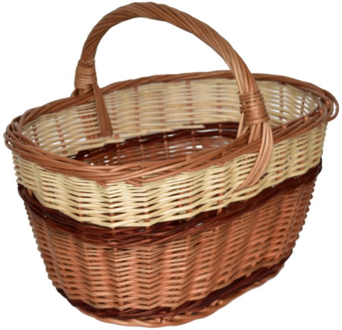 BerryHome planting basket with strap, hand-woven from natural wicker, 42×33×34cm - Wicker Basket - Main image