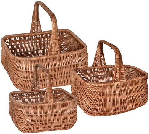 BerryHome Holender wicker basket set, hand-woven from natural wicker, 3 pcs - Small Basket - Main image