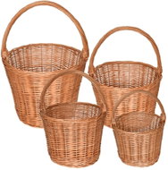 BerryHome Trháček wicker basket set, hand-woven from natural wicker, 4pcs - Small Basket