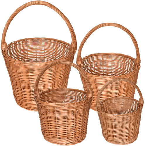 BerryHome Trháček wicker basket set, hand-woven from natural wicker, 4pcs - Small Basket - Main image