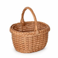 BERRYHOME Proutěný oválný košík s copem hnědý, 23 × 18 × 25 cm - Small Basket
