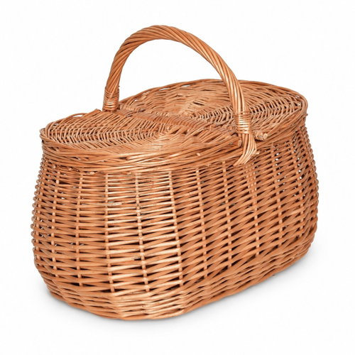 BERRYHOME wicker picnic basket with lid medium, 37×26×32cm - Small Basket - Main image