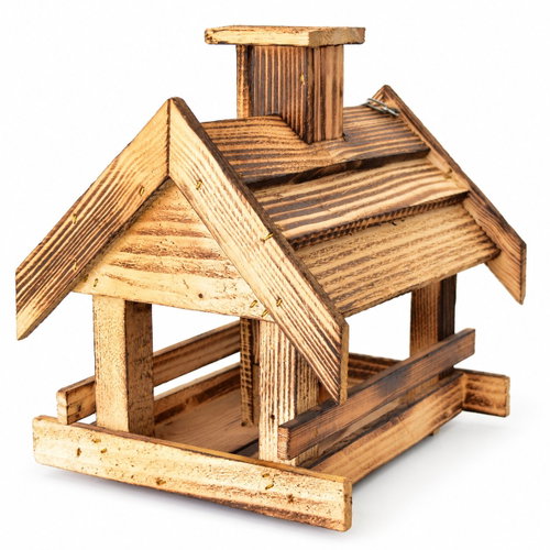BerryHome medium charred bird feeder with feed chimney 27 × 23 × 29 cm - Bird Feeder - Main image