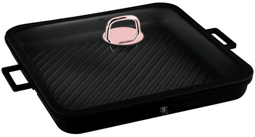 BerlingerHaus Titanium-coated grill pan with lid, 34 cm, Black Rose Collection - Pan - Main image