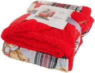 B.E.S. - Petrovice Deka s beránkem dárkové balení - červené káro s medvídky 130 × 160 cm - Blanket