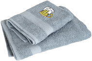 B. E. S. PETROVICE Towel and terry towel set with embroidery Beer 50 × 90 cm + 70 × 140 cm, anthraci - Towel