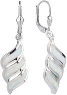 BEALIO 10607 Stříbrné náušnice VLNKY bílý OPÁL (Ag 925/1000, 4,77 g) - Earrings