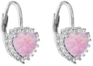 BEALIO 09261 Stříbrné náušnice SRDCE OPÁL růžový (Ag 925/1000, 2,03 g) - Earrings