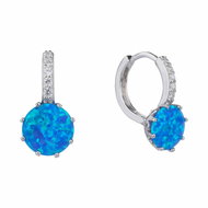 BEALIO 06619 Stříbrné náušnice KROUŽKY modrý OPÁL (Ag 925/1000, 2,29 g) - Earrings