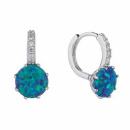 BEALIO 11307 Stříbrné náušnice KROUŽKY zelený OPÁL (Ag 925/1000, 2,29 g) - Earrings